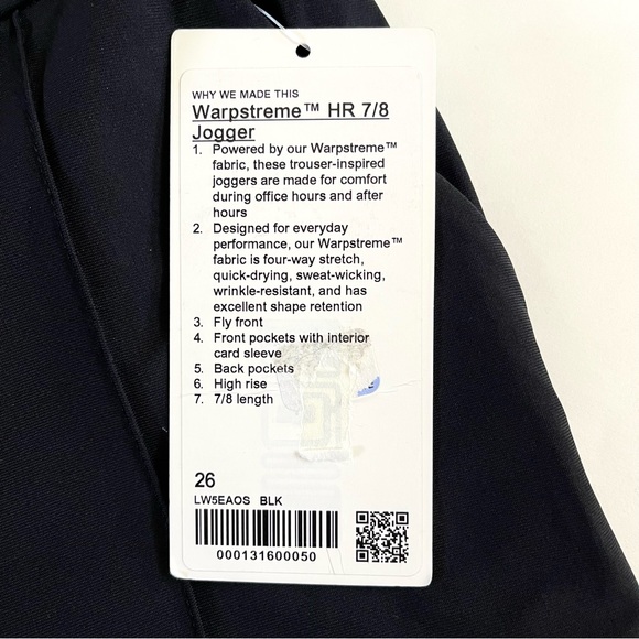 LULULEMON Warpstreme HR 7/8 Joggers Women's SIZE 26 Black Pants Athletic NWT - Picture 14 of 14